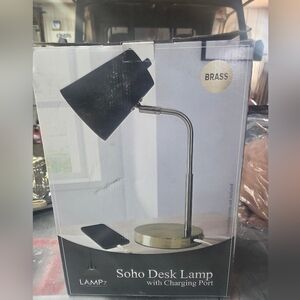 NEW Soho Desk Lamp with Charging Port - Brass Finish